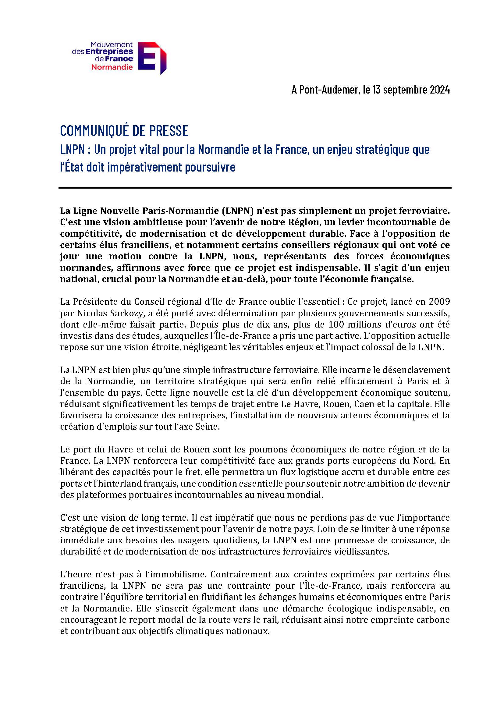 Communiqué de Presse MEDEF lnpn