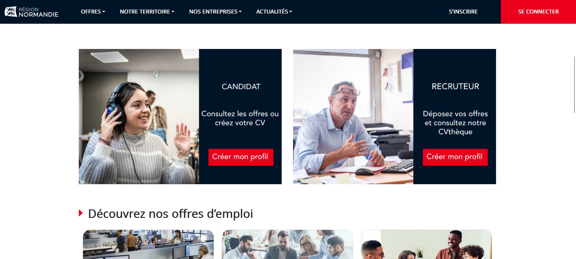 portail web emploi Normandie