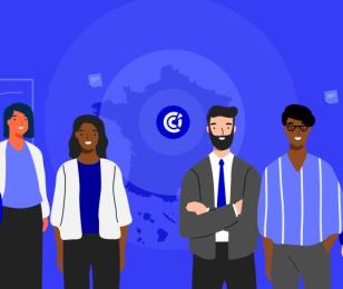 Illustration CCI France : personnages et logo CCI