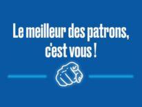 Slogan : Le meilleur des patrons c'est vous avec doigt qui pointe. Fond bleu